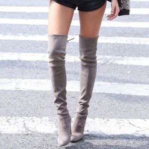 Grey over the knee boots